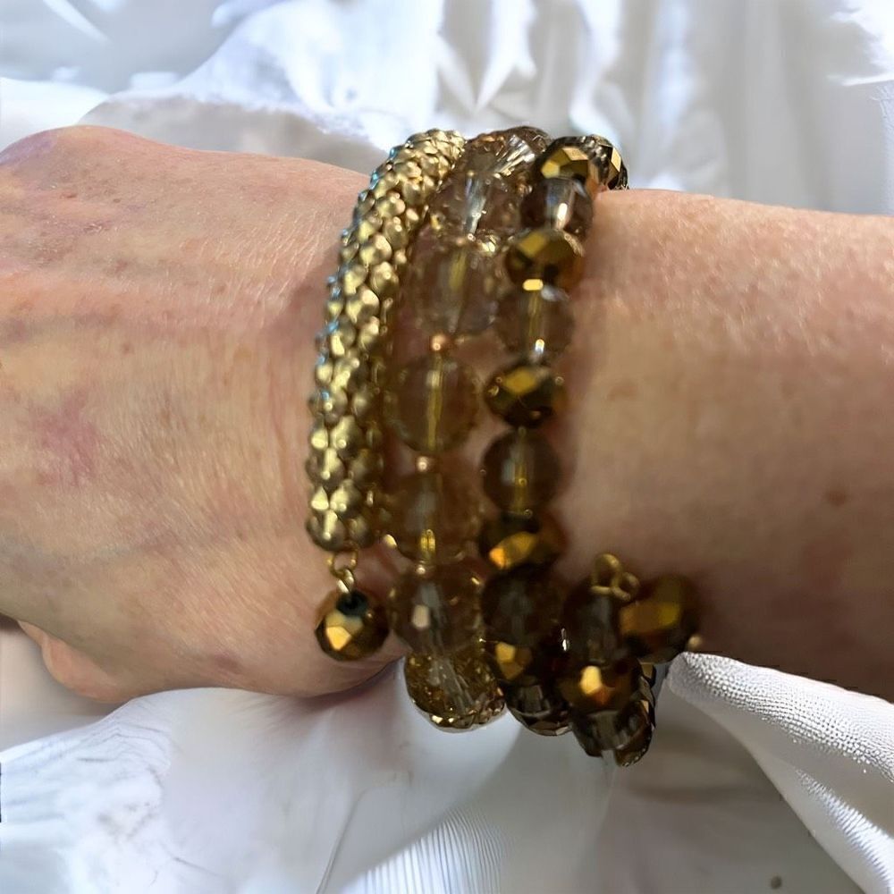 Lisa E Stretch Wrap Bracelet Bronze & Gold NWT